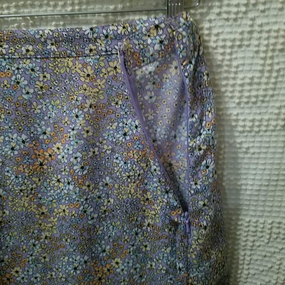 Unlined Maxi Skirt with lavender floral pattern